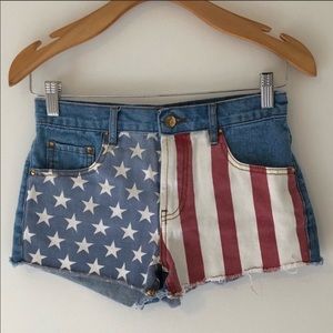 Forever 21 American Flag Jean Shorts